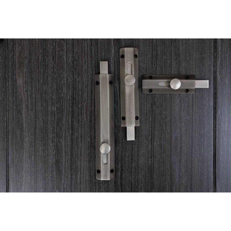 Atlantic Solid Brass Surface Door Bolt 4" - Matt Gun Metal  - ASB4MBN - Choice Handles
