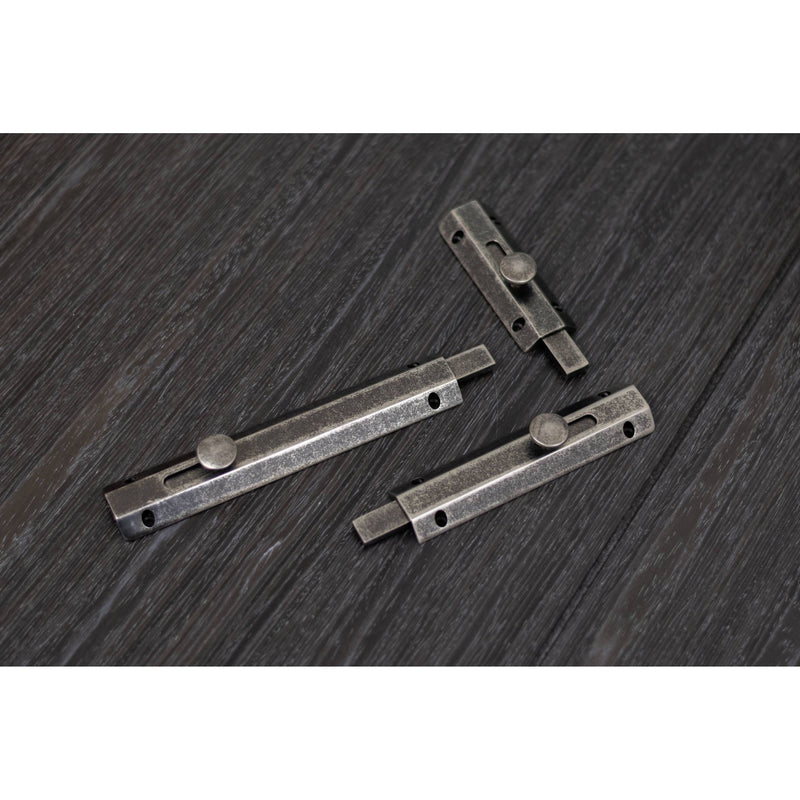 Atlantic Solid Brass Surface Door Bolt 4" - Distressed Silver  - ASB4DS - Choice Handles