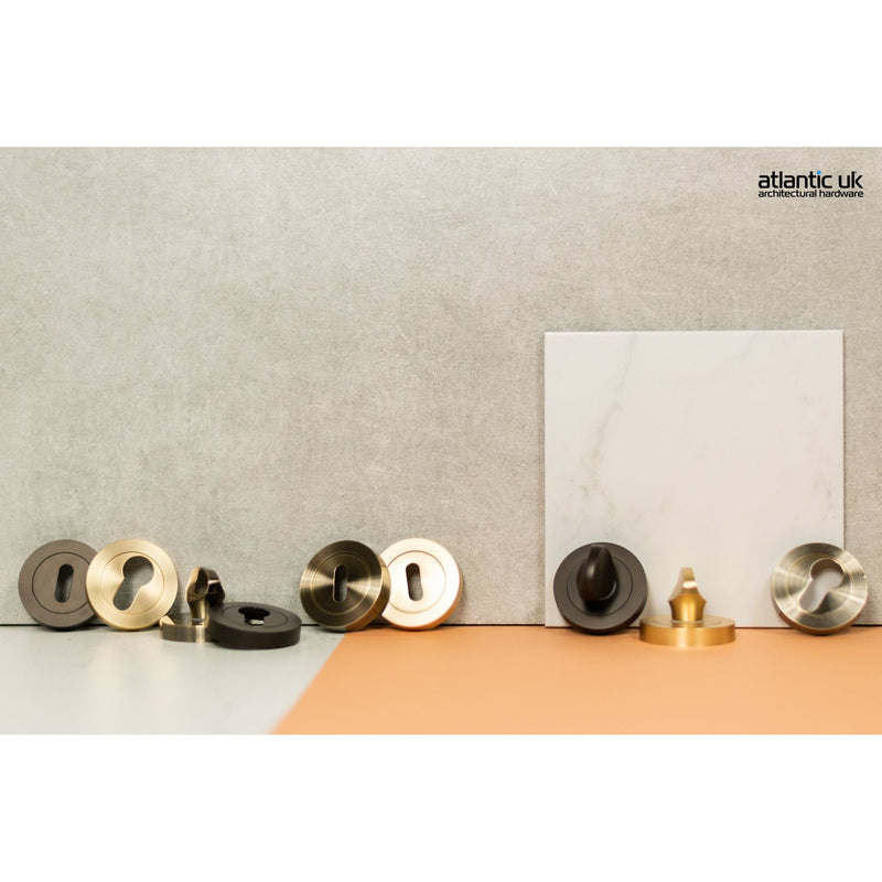 STATUS Key Escutcheons on Round Rose - Urban Dark Bronze - S2ESCKRUDB - Choice Handles