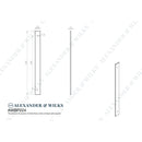 Alexander and Wilks - Rectangular Cabinet Pull Backplate - Polished Nickel-264x22x3mm - 224mm c/c - AWBP224PN - Choice Handles