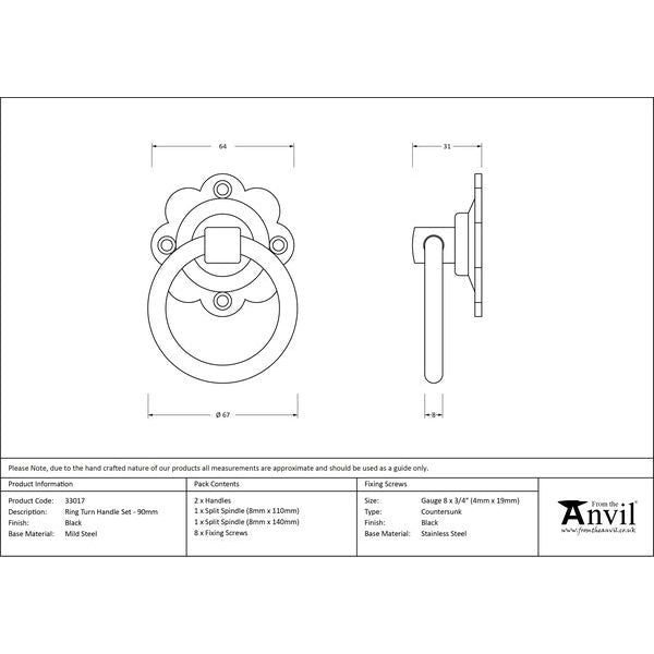From The Anvil - Turn Handle Set - Black - 33017