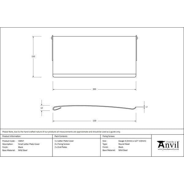 From The Anvil - Letter Plate Cover - Black - 33057