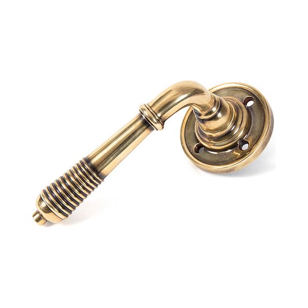 From The Anvil - Reeded Lever On Rose - Aged Brass - 33087 - Choice Handles
