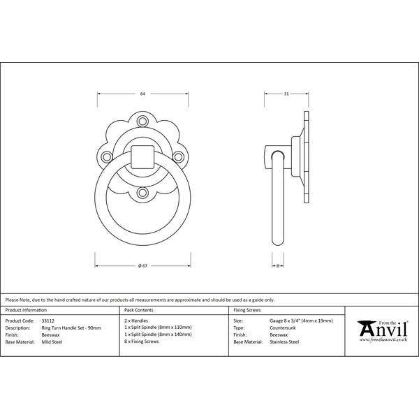 From The Anvil - Ring Turn Handle Set - Beeswax - 33112