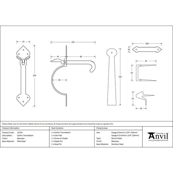 From The Anvil - Gothic Thumblatch - Beeswax - 33150