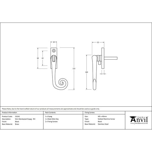 From The Anvil - Slim Monkeytail Espag - RH - Black - 33242