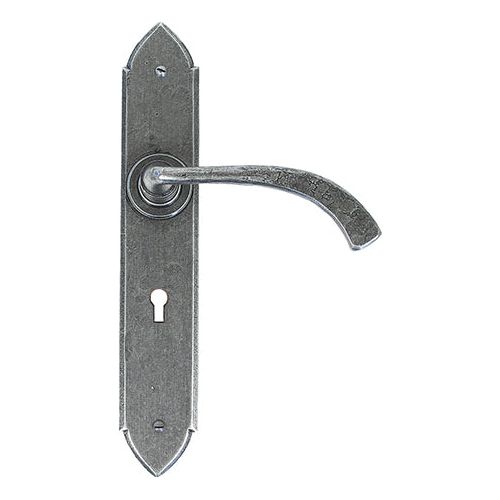 From The Anvil - Gothic Curved Sprung Lever Lock Set - Pewter Patina - 33634 - Choice Handles