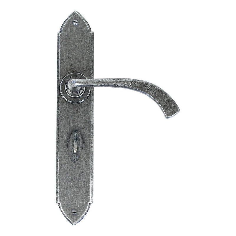 From The Anvil - Gothic Curved Sprung Lever Bathroom Set - Pewter Patina - 33636 - Choice Handles