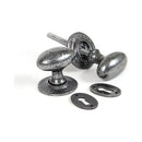 From The Anvil - Oval Mortice/Rim Knob Set - Pewter Patina - 33644 - Choice Handles