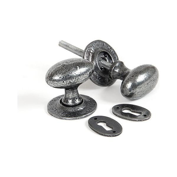 From The Anvil - Oval Mortice/Rim Knob Set - Pewter Patina - 33644