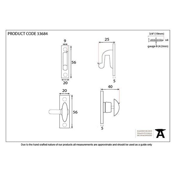 From The Anvil - Pewter Cupboard Turn - 33684 - Choice Handles