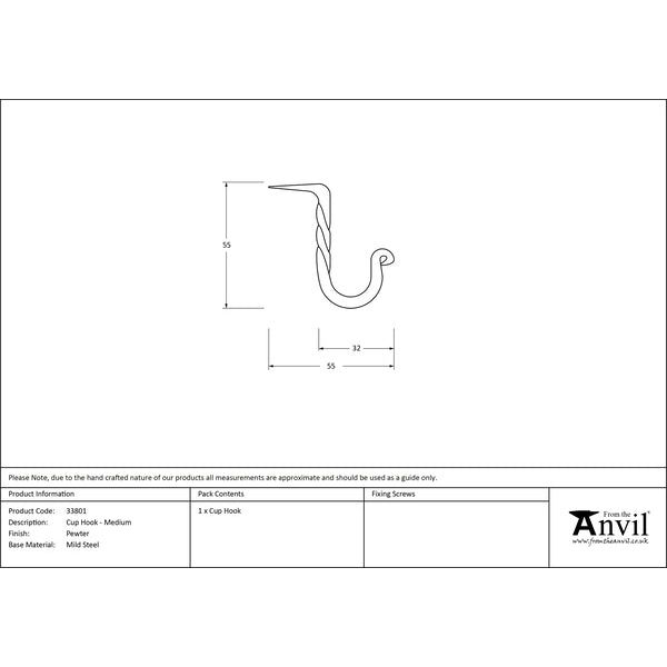 From The Anvil - Pewter Cup Hook - Medium - 33801 - Choice Handles