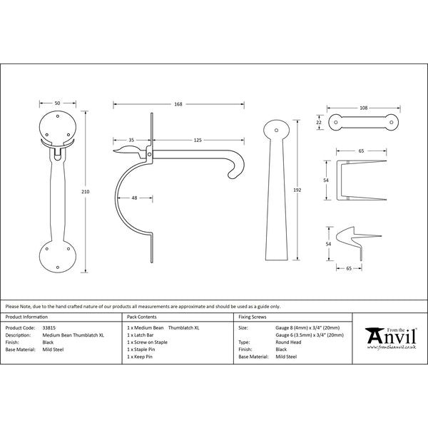 From The Anvil - Medium Bean Thumblatch - XL - Black - 33815