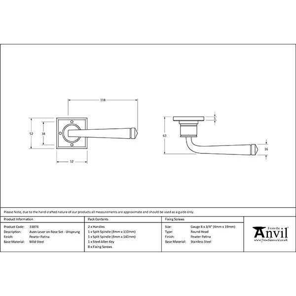 From The Anvil - Pewter Avon Lever on Rose Set Unsprung - 33874