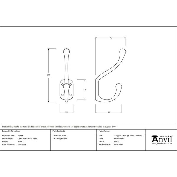 From The Anvil - Celtic Hat & Coat Hook - Black - 33883 - Choice Handles