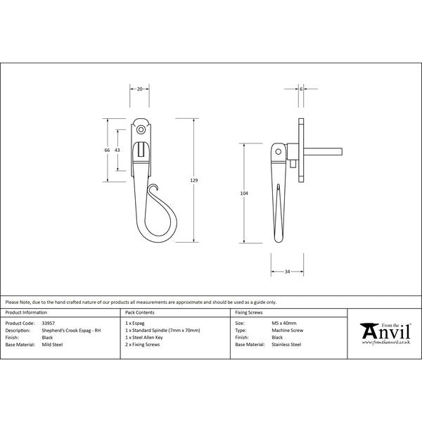 From The Anvil - Shepherd's Crook Espag - RH - Black - 33957