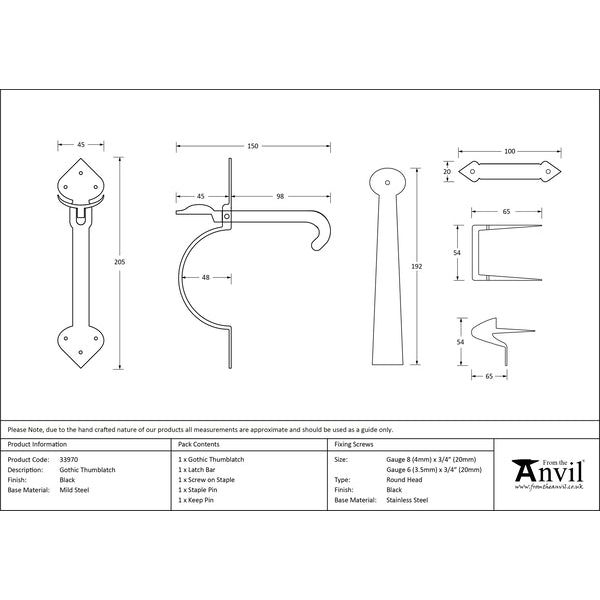 From The Anvil - Gothic Thumblatch - Black - 33970
