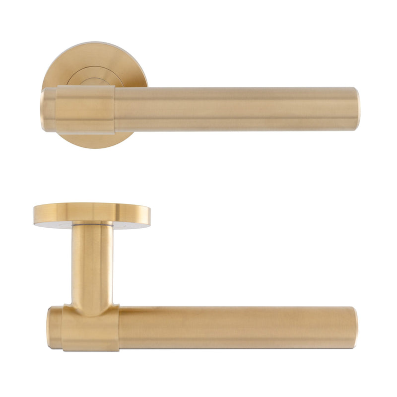 Collared Eclipse Ultimate Solid Stainless Lever On Rose - Satin Brass - 34355