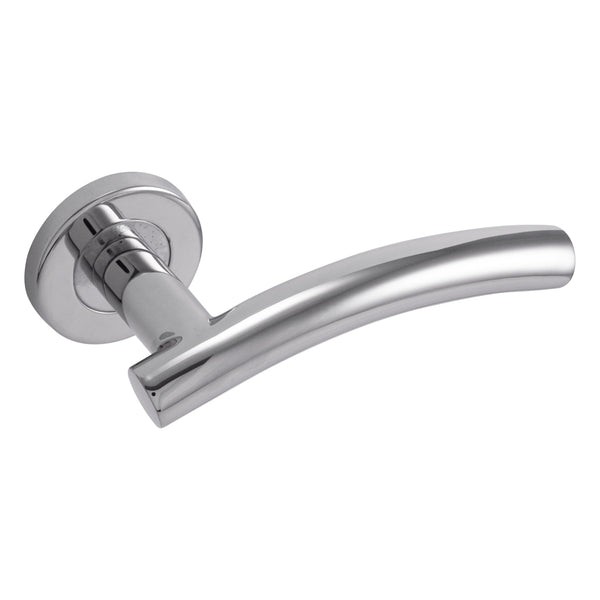 Eclipse - 19mm Arched Lever Door Handle On Rose Set -  Polished Stainless Steel -  34405 - Choice Handles