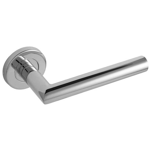 Eclipse - 19mm Mitred Lever Door Handle On Rose Set -  Polished Stainless Steel -  34409 - Choice Handles
