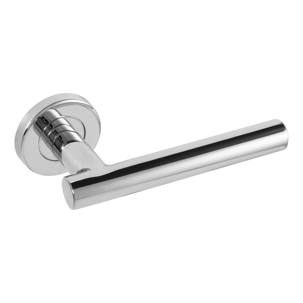 Eclipse - 19mm Straight T Bar Lever Door Handle On Rose Set -  Satin Stainless Steel -  34435 - Choice Handles