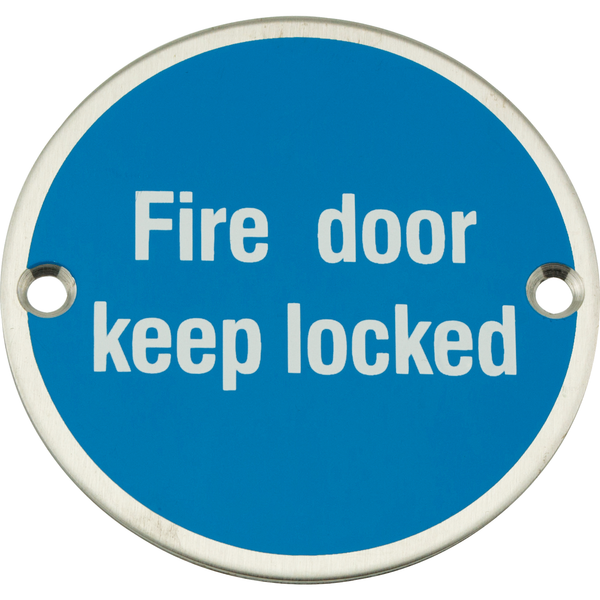 Eclipse - 75mm Fire Door Keep Locked Symbol -  Satin Stainless Steel 34487 - Choice Handles