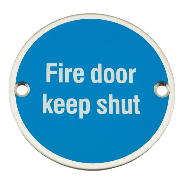 Eclipse - 75mm Fire Door Keep Shut Symbol -  Polished Stainless Steel 34498 - Choice Handles