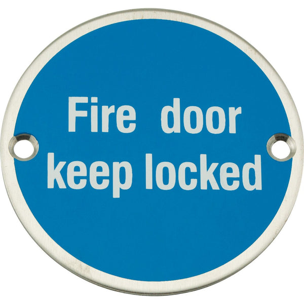 Eclipse - 75mm Fire Door Keep Locked Symbol -  Polished Stainless Steel 34499 - Choice Handles