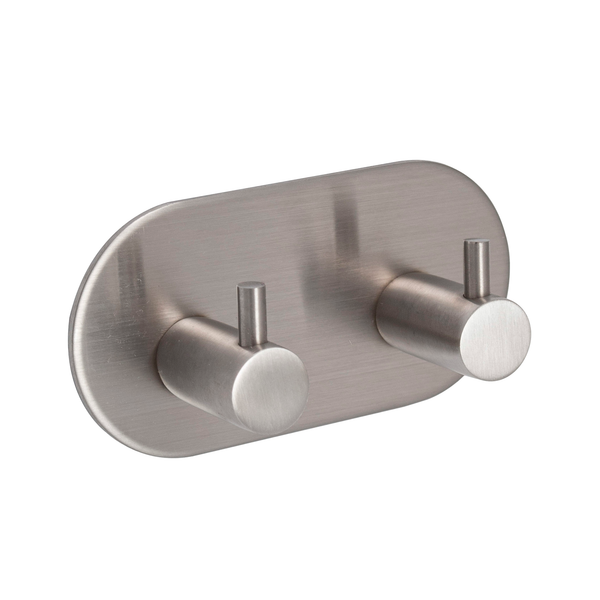 Eclipse - Self Adhesive Double Coat Hook -  Satin Stainless Steel -  34738 - Choice Handles