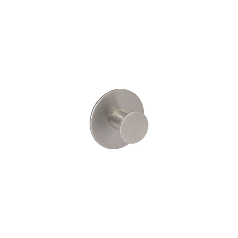 Eclipse - Self Adhesive Single Circular Coat Hook -  Satin Stainless Steel -  34742 - Choice Handles