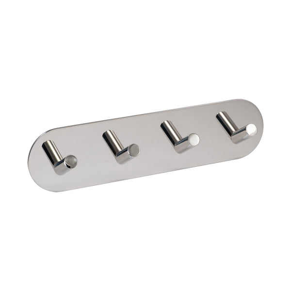 Eclipse - Self Adhesive Quad Angled Coat Hook -  Polished Stainless Steel -  34746 - Choice Handles