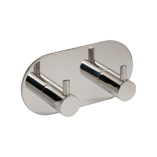 Eclipse - Self Adhesive Double Coat Hook -  Polished Stainless Steel -  34748 - Choice Handles