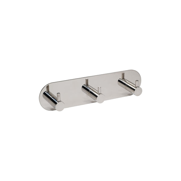 Eclipse - Self Adhesive Trio Coat Hook -  Polished Stainless Steel -  34749 - Choice Handles