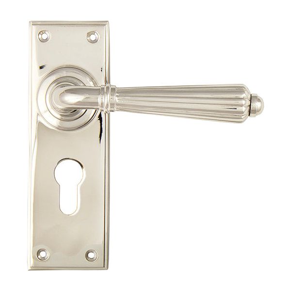 From The Anvil - Hinton Lever Euro Lock Set - Polished Nickel - 45325 - Choice Handles