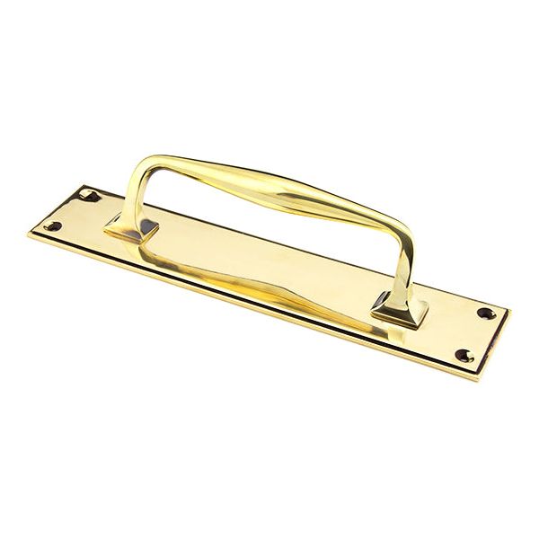 From The Anvil - 300mm Art Deco Pull Handle on Backplate - Aged Brass - 45379 - Choice Handles