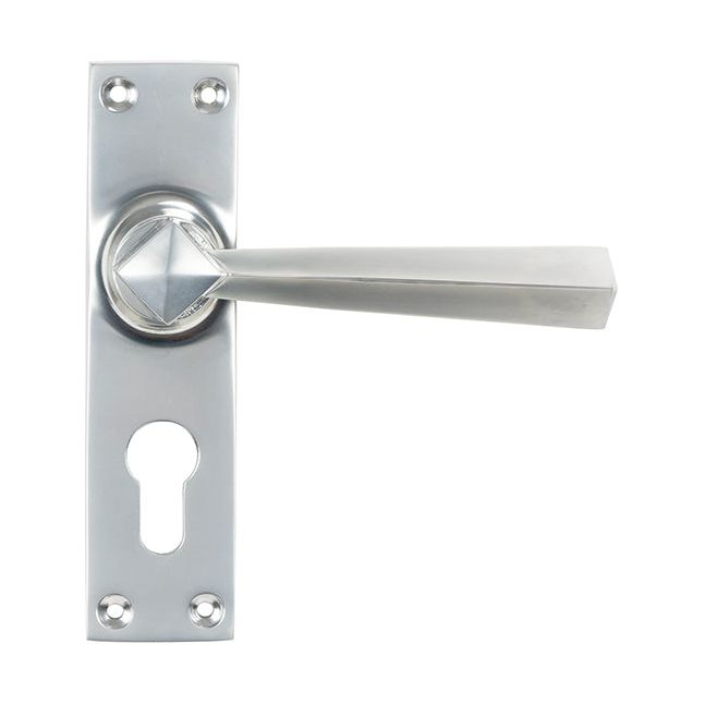 From The Anvil - Straight Lever Euro Lock Set - Satin Chrome - 45763 - Choice Handles