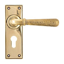 From The Anvil - Hammered Newbury Lever Euro Lock Set - Aged Brass - 46212 - Choice Handles