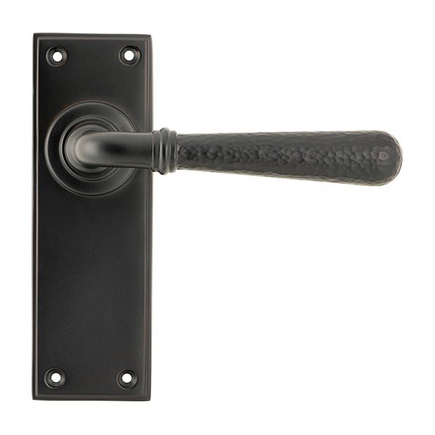 From The Anvil - Hammered Newbury Lever Latch Set - Aged Bronze - 46222 - Choice Handles