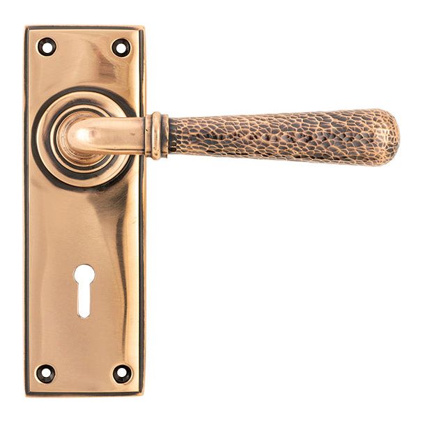 From The Anvil - Hammered Newbury Lever Lock Set - Polished Bronze - 46225 - Choice Handles