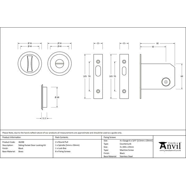 From The Anvil - Sliding/Pocket Door Locking Kit - Black - 46288