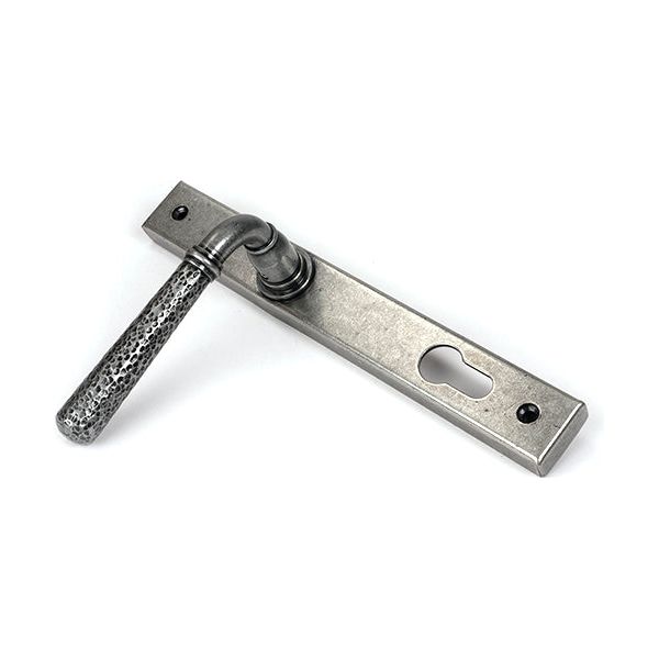 From The Anvil - Pewter Hammered Newbury Slimline Espag. Lock Set - 46389