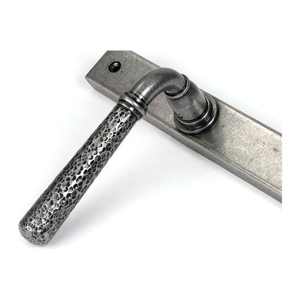 From The Anvil - Pewter Hammered Newbury Slimline Espag. Lock Set - 46389