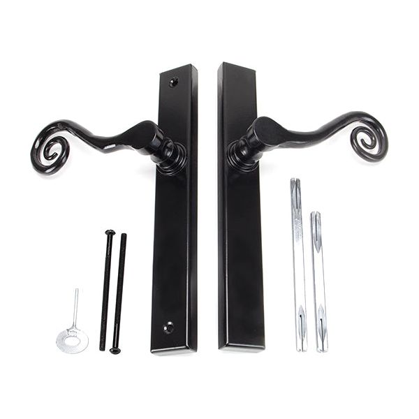 From The Anvil - Black Monkeytail Slimline Lever Espag. Latch Set - RH - Black  - 46397R - Choice Handles