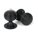 From The Anvil - Matt Black Heavy Beehive Mortice/Rim Knob Set - 46404 - Choice Handles