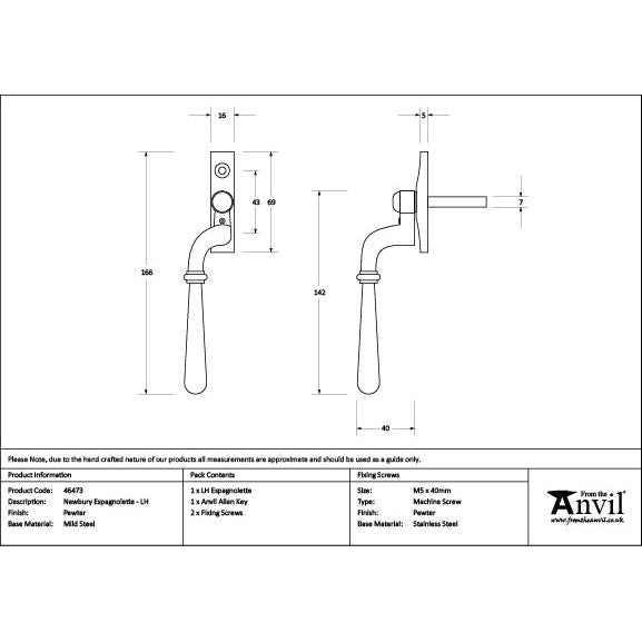 From The Anvil - Pewter Newbury Espag - LH - 46473