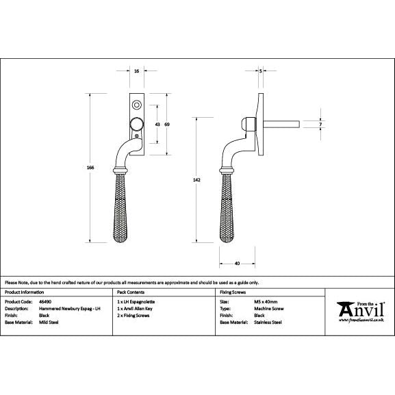 From The Anvil - Black Hammered Newbury Espag - LH - 46490