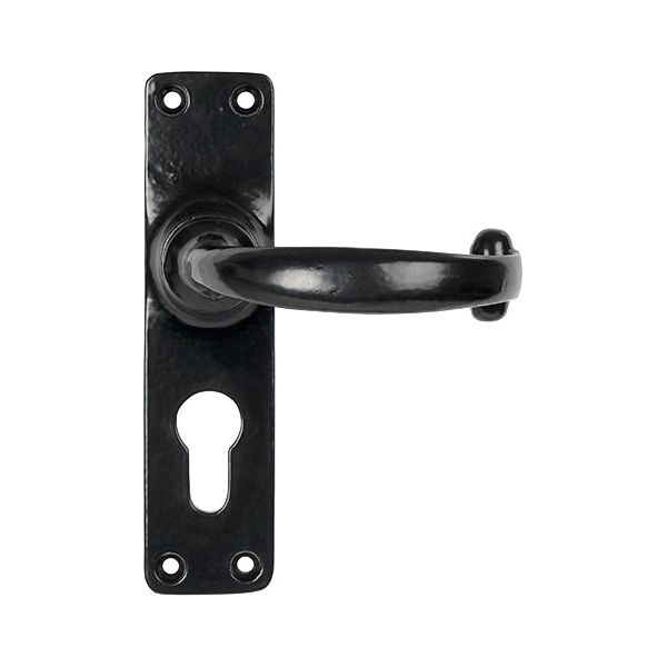 From The Anvil - MF Lever Euro Lock Set - Black - 46576 - Choice Handles