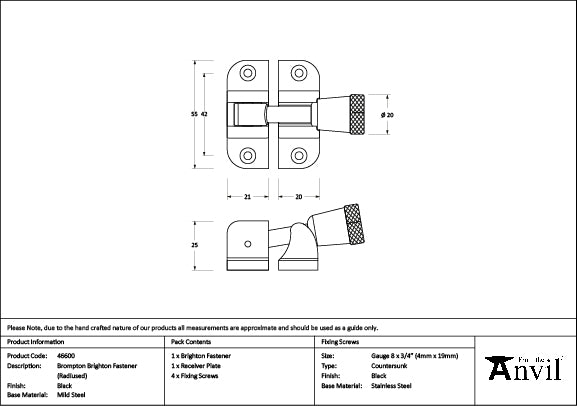From The Anvil - Black Brompton Brighton Fastener (Radiused) - 46600