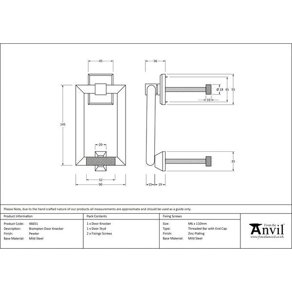 From The Anvil - Pewter Brompton Door Knocker - 46651