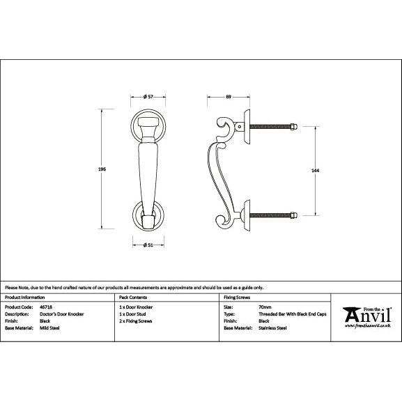 From The Anvil - Black Doctors Door Knocker - 46718
